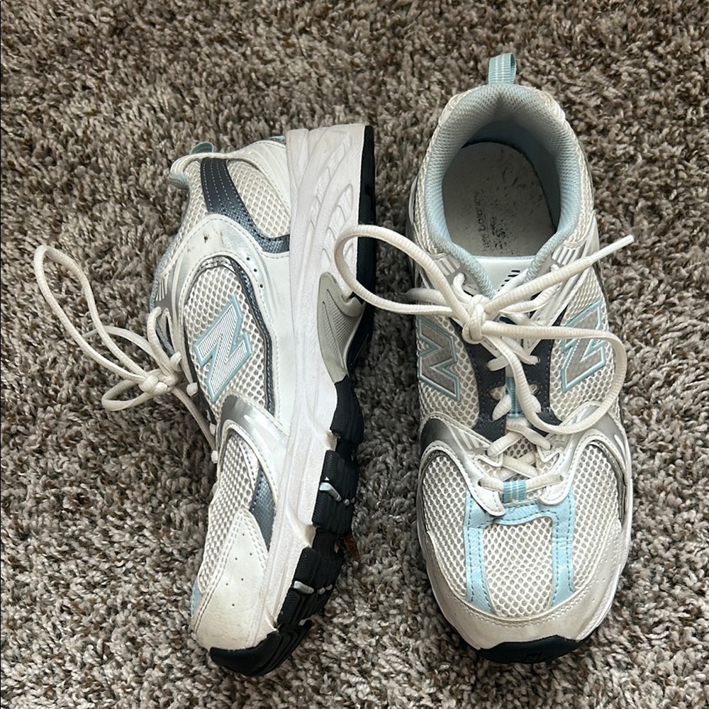 New Balance 530 Mesh Sneakers in White, Silver, and Blue - Size 9.5